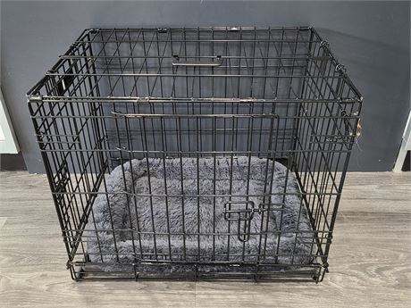 TOP PAW FOLDING DOG CAGE WITH BED (24"x17"Dm - 19.5")