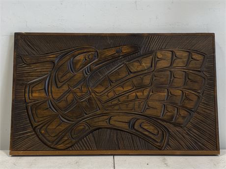 VINTAGE FIRST NATION WOOD CARVING WALL DISPLAY (36”X22”)