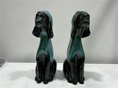 2 LARGE BLUE MOUNTAIN POTTERY DOGS (14”)