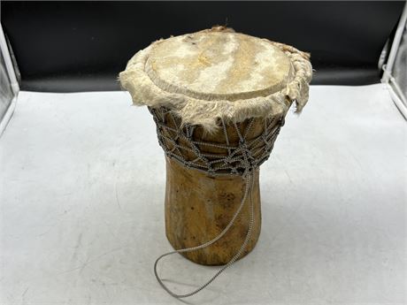 VINTAGE HAND MADE DRUM (11” tall)