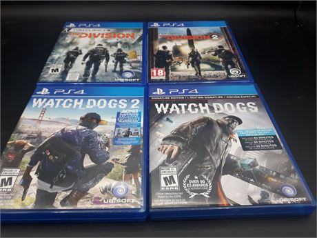 WATCH DOGS 1 & 2 & DIVISION 1 & 2 - VERY GOOD CONDITION - PS4