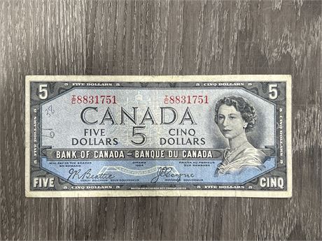 1954 BANK OF CANADA $5 VG DEVILS FACE BEATTY/COYNE