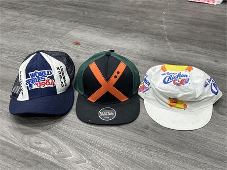 3 HATS  2 VINTAGE, 1 NEW W/ TAGS