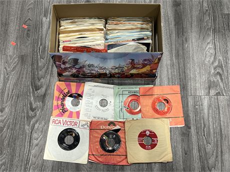 BOX OF 45 RPM RECORDS - CONDITION VARIES