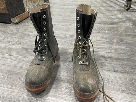 PAIR OF VINTAGE LOGGERS SPIKE BOOTS