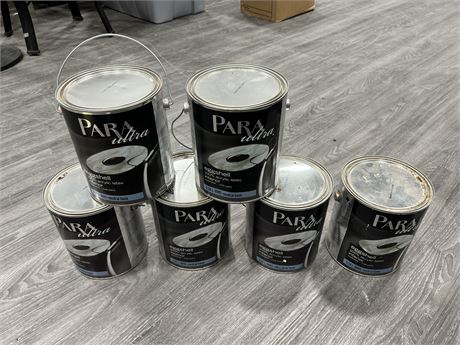 6 NEW PARA WHITE BASE PAINT EGGSHELL INTERIOR PAINT CANS