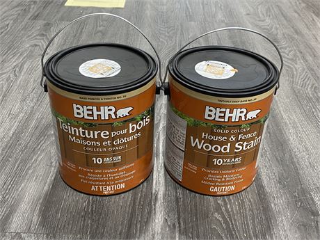 2 NEW GALLONS BEHR HOUSE / FENCE STAIN (FROM HOME DEPOT)