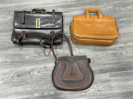 3 VINTAGE LEATHER BAGS