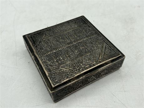 EARLY 1800s STERLING SILVER BOX PERSIAN MADE W/MARKS - 385 GRAMS