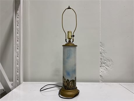 VICTORIAN HAND PAINTED LAMP (25” tall)