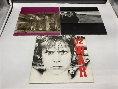 3 U2 RECORDS - VG (Slightly scratched)