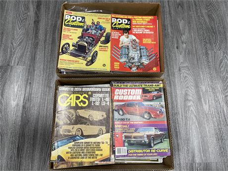 2 BOXES FULL OF VINTAGE CAR MAGAZINES