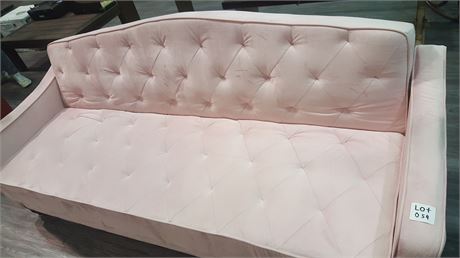 PINK VELVET SOFA / BED (USED ONCE AS A WEDDING PROP) NEW CONDITION