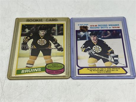 2 RAY BOURQUE CARDS INCLUDING ROOKIE