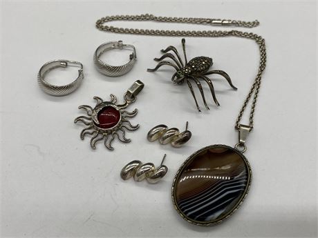 MIX OF STERLING SILVER 925 & 835 ESTATE JEWELRY