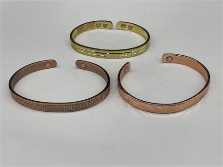 3 COPPER MAGNETIC THERAPY BRACELETS