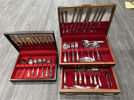 2 VINTAGE SILVER PLATED CUTLERY SETS