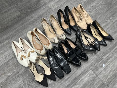 10 PAIRS OF WOMENS DRESS SHOES / HEELS