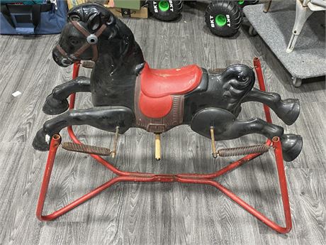 RARE METAL MID CENTURY ROCKING HORSE MADE BY MOBO (39”X36”)