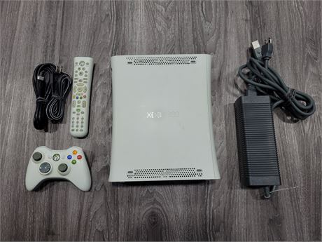 XBOX 360 W/ CONTROLLER/REMOTE W/ CORDS (Console is for parts)