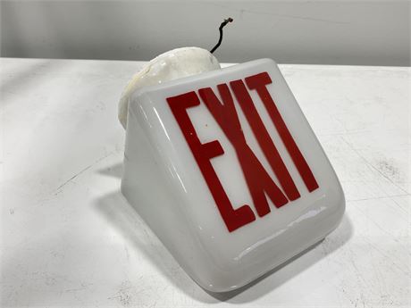 VINTAGE GLASS EXIT SIGN (9” tall)