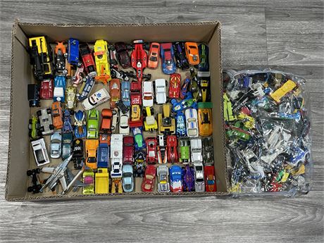 70+ DIE CAST VEHICLES & BAG OF ASSORTED VEHICLES