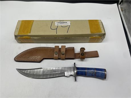 NEW HANDMADE DAMASCUS STEEL KNIFE W/ SHEATH (8” BLADE)