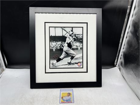 BABE RUTH DOUBLE MATTED FRAMED 17”x18” MLB LICENSED PHOTO + REPRINT CARD