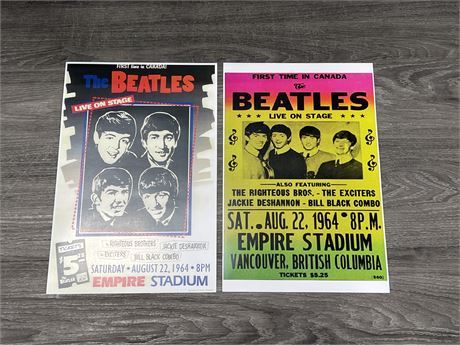 2 BEATLES IN CANADA REPRODUCTION CONCERT POSTERS - 17”x11”