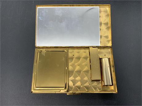 VINTAGE MOTHER OF PEARL + BRASS COMPACT SET