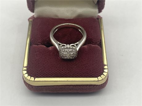14K STAMPED WHITE GOLD RINGS W/ DIAMONDS - SMALL LADIES RING