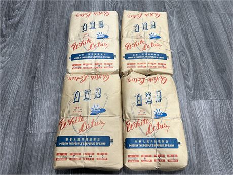 4 VINTAGE UNOPENED PACKAGES OF WHITE LOTUS CHINESE COTTON