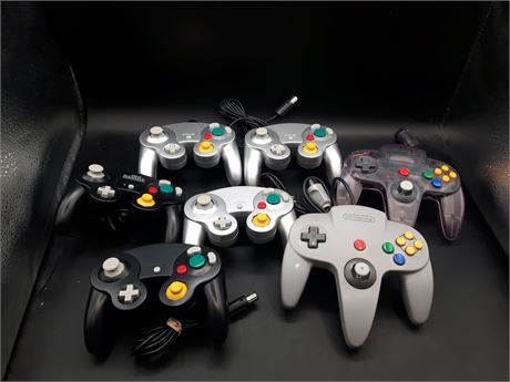 COLLECTION OF GAMECUBE AND N64 CONTROLLERS