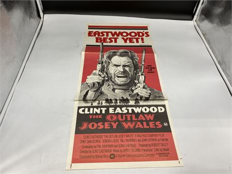 THE OUTLAW JOSEY WALES ORIGINAL SLIM SIZE DAY BILL MOVIE POSTER (13”x29.5”)