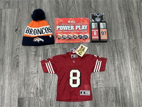 SPORTS LOT - NHL COLLECTABLES, NFL TOUQUE & CHILDRENS JERSEY