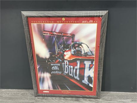 LIMITED EDITION BUDWEISER DRAGSTER FRAMED PRINT - 20”x26”