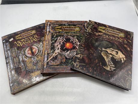 DUNGEONS & DRAGONS BOOKS - MONSTER MANUAL 1, 2 & 3