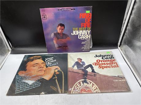 3 JOHNNY CASH RECORDS - VG+
