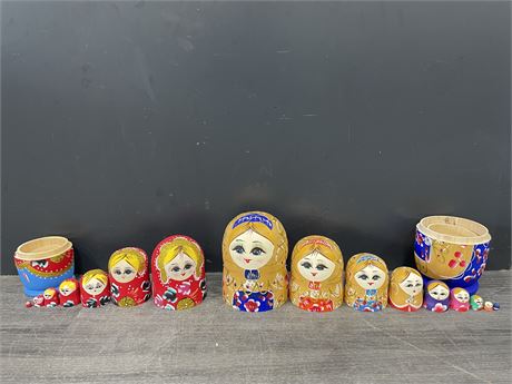 2 SETS OF RUSSIAN NESTING DOLLS (10” TALL - LARGEST)