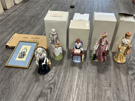 5 AVON “MRS ALBEE” COLLECTABLE FIGURES, 1 MRS ALBEE PICTURE