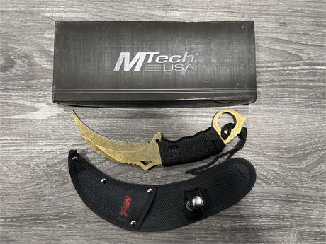 NEW MTECH CURVED KNIFE W/SHEATH (10” long)