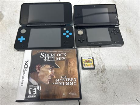NINTENDO DS LOT - 2 PARTS SYTEMS (NOT WORKING) + SHERLOCK HOLMES & KIRBY