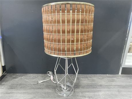 RETRO LUCITE STAINLESS 2 SHADE LAMP (24.5” TALL)