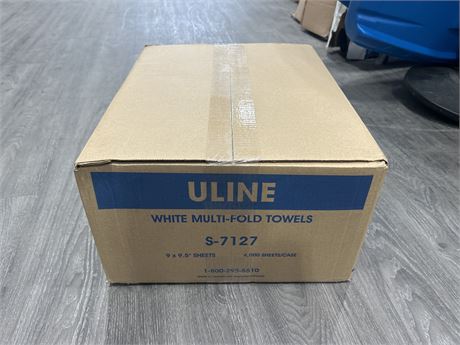 NEW INDUSTRIAL ULINE MULTI FOLD TOWELS BOX - 4,000 SHEETS PER CASE