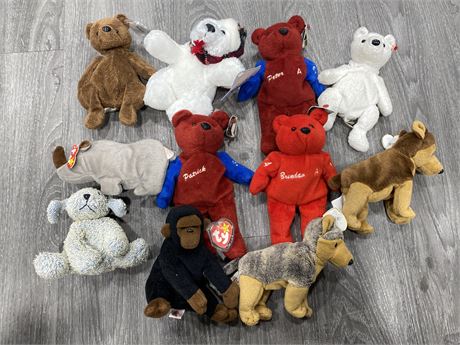 LOT OF 11 BEANIE BABIES