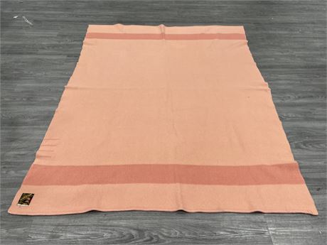 VINTAGE 4 POINT SALMON TRAPPER POINT PURE WOOL BLANKET (67”X87”)