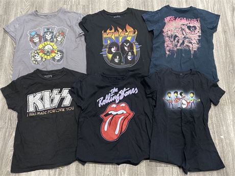 LOT OF BAND TEES-SIZE WOMANS S-M