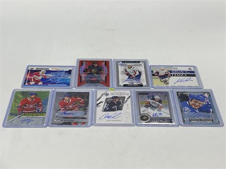 9 NHL ROOKIE AUTO CARDS