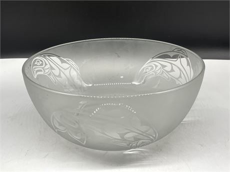 NATIVE ETCHED GLASS SALMON BOWL