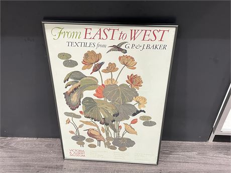 FRAMED FROM EAST TO WEST G.P. & J. BAKER PRINT - 30”x20” - HAS 2 SMALL CRACKS